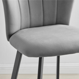 Furniturebox Hazel Grey and Black Velvet Bar Stool Set of 2 - Wilko - thumbnail 4