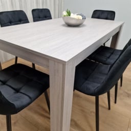 Portland 6 Seater Velvet Dining Set Grey and Black - Wilko - thumbnail 6