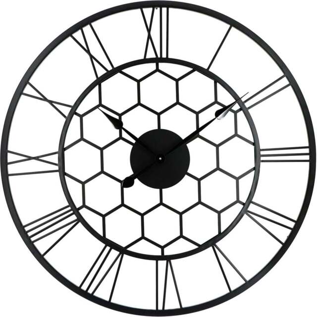 Charles Bentley Stanwick Black Round Skeleton Indoor and Outdoor Wall Clock 90cm - Size: 90 x 4.5 x 90cm - Wilko - image 1