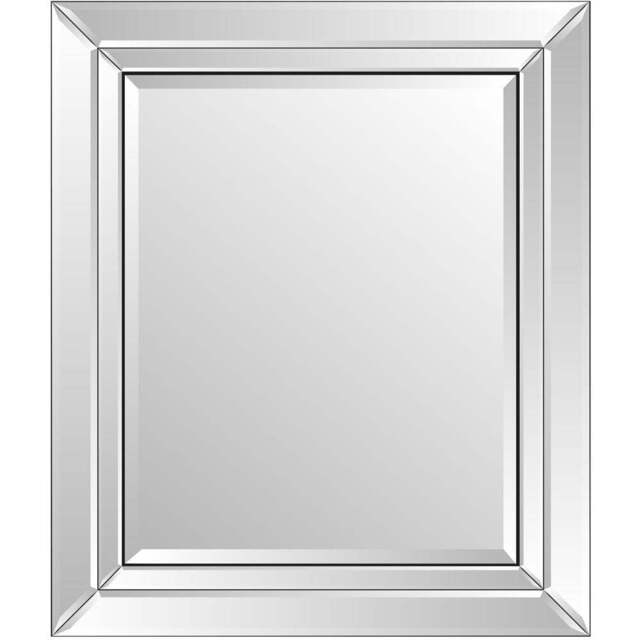 Cranbury Double Edge All Glass Mirror 68 x 58cm - Black - MirrorOutlet - Wilko - image 1