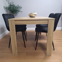 Kosy Koala 4 Seater Velvet Dining Set Oak Effect and Black - Multi - Portland - Wilko - thumbnail 6