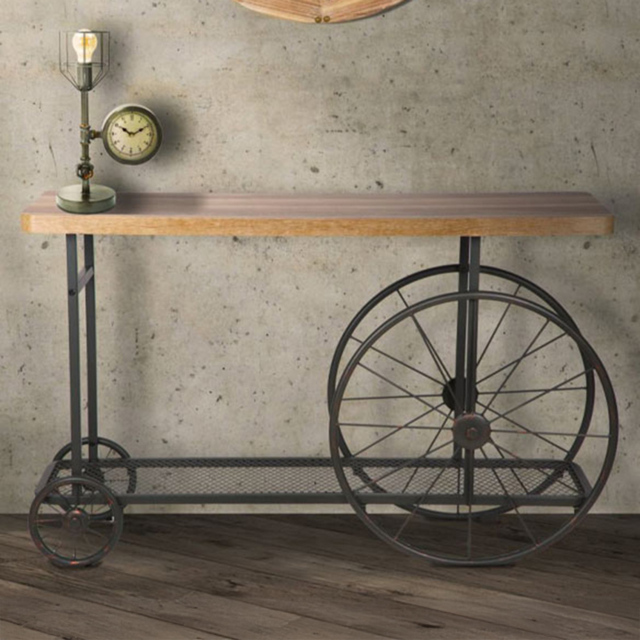 Brooklyn Clemet Single Shelf Wheel Console Table - Size: 80 x 120 x 40cm - Brown - Wilko - image 1