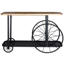Brooklyn Clemet Single Shelf Wheel Console Table - Size: 80 x 120 x 40cm - Brown - Wilko - thumbnail 4