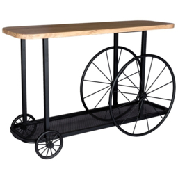Brooklyn Clemet Single Shelf Wheel Console Table - Size: 80 x 120 x 40cm - Brown - Wilko - thumbnail 3