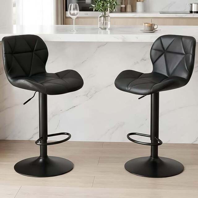 Alivio Black Faux Leather Height Adjustable Swivel Bar Stool Set of 2 - Wilko - image 1