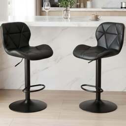 Alivio Black Faux Leather Height Adjustable Swivel Bar Stool Set of 2 - Wilko - thumbnail 1