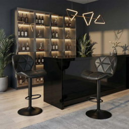 Alivio Black Faux Leather Height Adjustable Swivel Bar Stool Set of 2 - Wilko - thumbnail 4