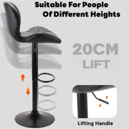 Alivio Black Faux Leather Height Adjustable Swivel Bar Stool Set of 2 - Wilko - thumbnail 6