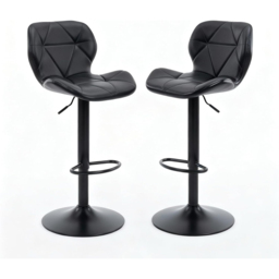 Alivio Black Faux Leather Height Adjustable Swivel Bar Stool Set of 2 - Wilko - thumbnail 3