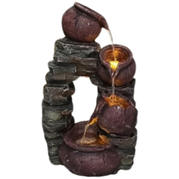 Tranquillity Copper Dale Falls Solar Powered LED Water Feature - Size: 58 x 33 x 23cm - Grey - Wilko