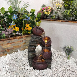 Tranquillity Copper Dale Falls Solar Powered LED Water Feature - Size: 58 x 33 x 23cm - Grey - Wilko - thumbnail 3