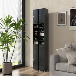 Costway 2 Door Single Drawer Black Tall Bathroom Cabinet - Size: 111.8 x 27.9 x 17.78cm - Wilko - thumbnail 5