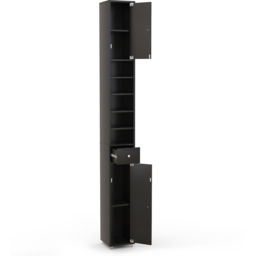Costway 2 Door Single Drawer Black Tall Bathroom Cabinet - Size: 111.8 x 27.9 x 17.78cm - Wilko - thumbnail 4