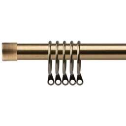 New Edge Blinds 120-210cm Extendable Brass Fenton Metal Curtain Pole - Size: 120 - 210cm - Gold - Wilko