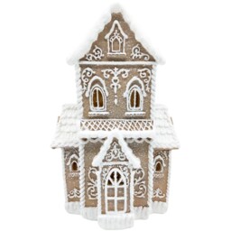 Gingerbread LED House DecorationBrown and White - Candy Cane Lane - Wilko