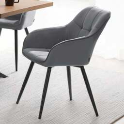 tectake Marilyn Set of 2 Grey and Black Quilted Velvet Dining Chair - Wilko - thumbnail 1