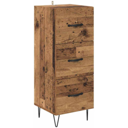 vidaXL Single Door 3 Drawer Old Wood Tall Slim Highboard - Size: 90 x 30.5 x 30cm - Brown - Wilko - thumbnail 7