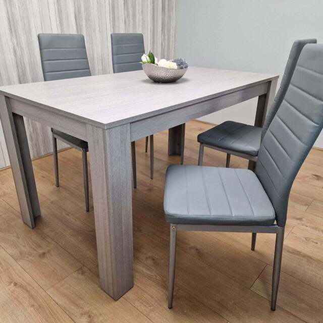 Kosy Koala 4 Seater Faux Leather Arrow Design Rectangular Dining Set Grey - Portland - Wilko - image 1