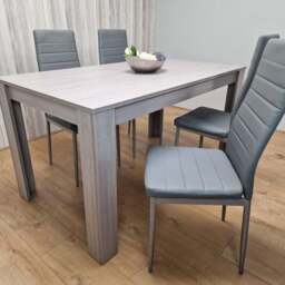 Kosy Koala 4 Seater Faux Leather Arrow Design Rectangular Dining Set Grey - Portland - Wilko