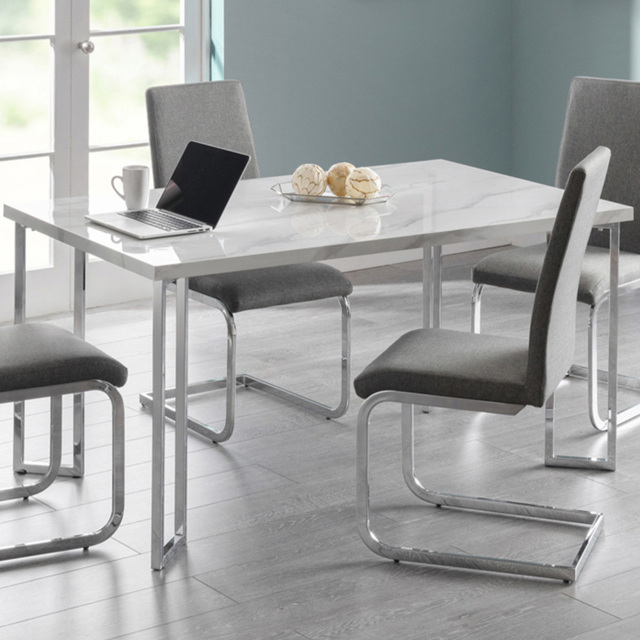 Julian Bowen Positano 4 Seater Marble and Chrome Dining Table - Silver - Wilko - image 1