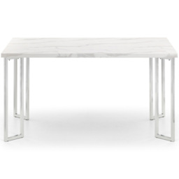 Julian Bowen Positano 4 Seater Marble and Chrome Dining Table - Silver - Wilko - thumbnail 3