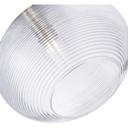 Happy Homewares Clear Ribbed Spiral Glass Easy Fit Drum Pendant Shade - Size: 20 x 30 x 30cm - Wilko - thumbnail 4