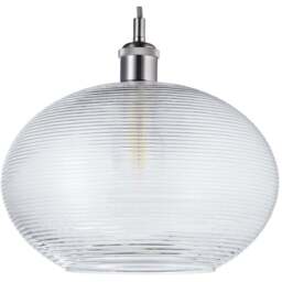 Happy Homewares Clear Ribbed Spiral Glass Easy Fit Drum Pendant Shade - Size: 20 x 30 x 30cm - Wilko - thumbnail 1