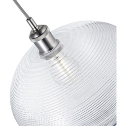 Happy Homewares Clear Ribbed Spiral Glass Easy Fit Drum Pendant Shade - Size: 20 x 30 x 30cm - Wilko - thumbnail 5