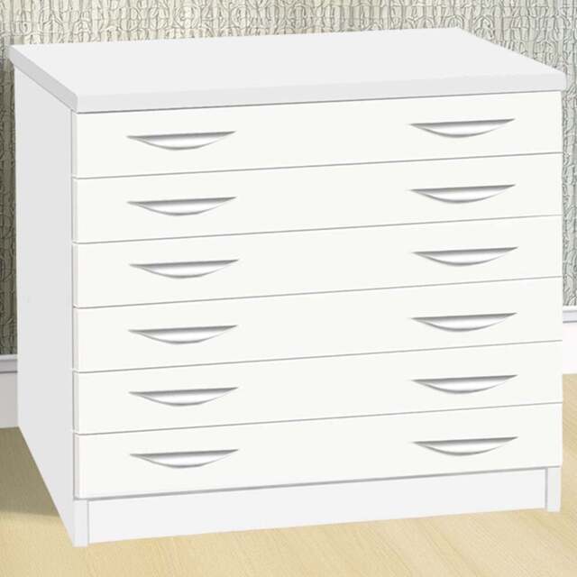 R White Cabinets 6 Drawer White A2 Plan Chest of Drawers - Wilko - image 1