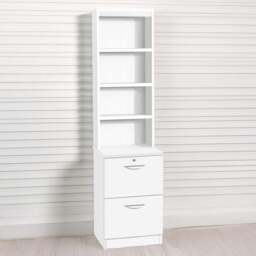 R White Cabinets 2 Drawer 4 Shelf White Filing Cabinet with Hutch - Size: 182.8 x 47.9 x 54cm - Wilko - thumbnail 1