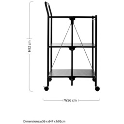Premier Housewares Rectangular Folding Black Kitchen Trolley - Size: 56 x 47 x 92cm - Wilko - thumbnail 5
