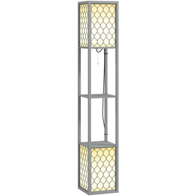 Portland 2 Shelf 2 Light Grey Floor Lamp - Size: 156 x 26 x 26cm - Wilko - image 1