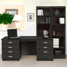 R White Cabinets SET-15-IN-BH Desk Drawer Unit and Hutch Narrow Bookcase Home Office Furniture Set - Size: 182 x 204 x 54cm - Black - Wilko - thumbnail 1