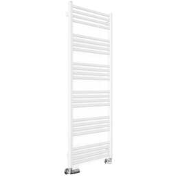 Terma Fiona 200BTU Soft Matt White Heated Towel Rail 1380 x 500mm - Size: 138 x 50 x 7.2cm - Wilko