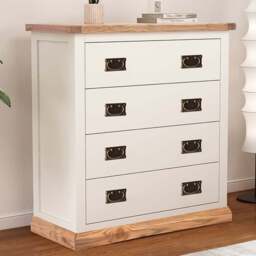Tropea 4 Drawer Off White Chest of Drawers with Brass Drop Handles - Wilko - thumbnail 1