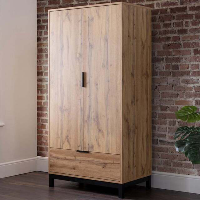 Julian Bowen Bali 2 Door Single Drawer Light Oak Wardrobe - Size: 2 Door, Single Drawer - Wood - Wilko - image 1