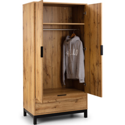 Julian Bowen Bali 2 Door Single Drawer Light Oak Wardrobe - Size: 2 Door, Single Drawer - Wood - Wilko - thumbnail 5