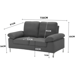 Kosy Koala 2 Seater Grey Fabric Sofa - Wilko - thumbnail 6