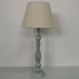 Acacia Home White Linen Shade Grey Table Lamp - Size: 54 x 12 x 12cm - Cream - Wilko - thumbnail 4