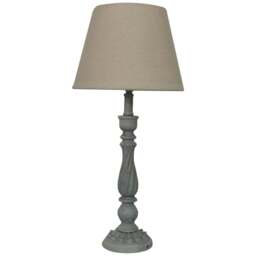 Acacia Home 54cm Grey Tall Wood Washed Table Lamp with Taupe Linen Shade - Size: 54 x 12 x 12cm - Cream - Wilko