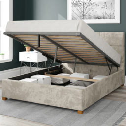 Aspire Caine Super King Pearl Mirazzi Velvet Ottoman Bed - Cream - Aspire Beds - Wilko - thumbnail 3