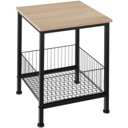 tectake Grimsby Light Wood Oak Sonoma Bedside Table with Mesh Basket - Size: 2 Shelf - Brown - Wilko - thumbnail 5