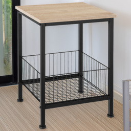 tectake Grimsby Light Wood Oak Sonoma Bedside Table with Mesh Basket - Size: 2 Shelf - Brown - Wilko - thumbnail 1