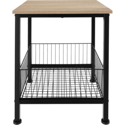 tectake Grimsby Light Wood Oak Sonoma Bedside Table with Mesh Basket - Size: 2 Shelf - Brown - Wilko - thumbnail 4
