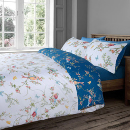 Velosso EasyCare King Size Blue Birds Floral Reversible Duvet Set - Serene - Wilko - thumbnail 4