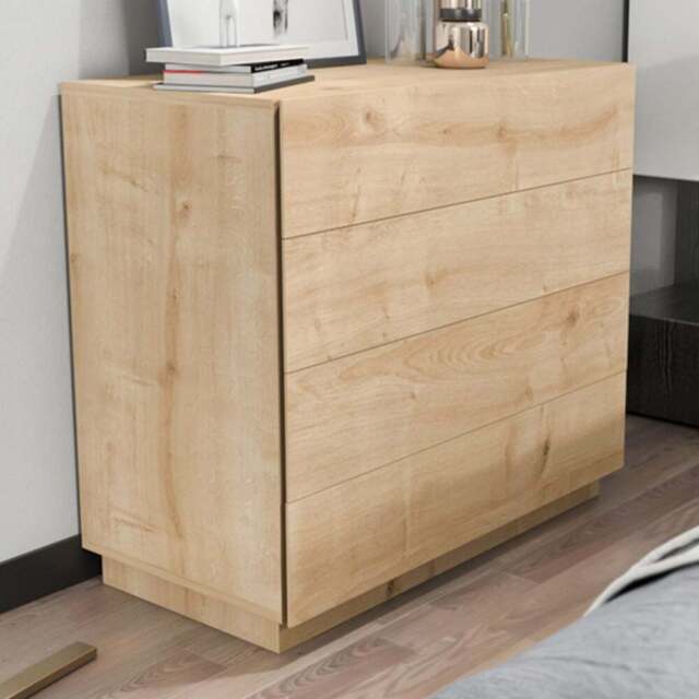 Decorotika Lines 4 Drawer Oak Chest of Drawers - Yellow - Wilko - image 1