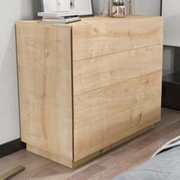 Decorotika Lines 4 Drawer Oak Chest of Drawers - Yellow - Wilko - thumbnail 1