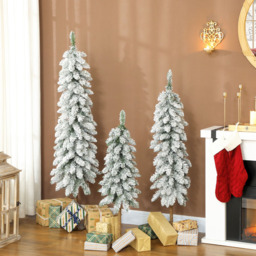 Everglow Pencil Down swept Flocked Artificial Christmas Tree Set of 3 - Size: 3ft-5ft - Green - Wilko - thumbnail 3