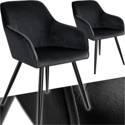 tectake Marilyn Set of 2 Black Velvet Look Padded Dining Chairs - Wilko - thumbnail 3