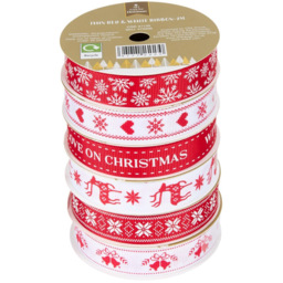 Thin Red and White Ribbon - All I Want For Christmas - Wilko - thumbnail 1